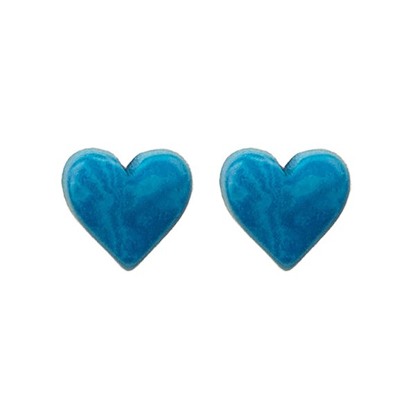 Ohrstecker HERZCHEN blau türkis, Tagua