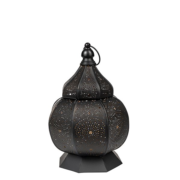 Laterne 29x18cm, ORIENTAL LIGHTS,  schwarz-gold, Eisenblech