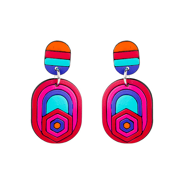 Ohrringe DUO Neon Oval, Flaschenkürbis / CONTIGO Fairtrade Onlineshop