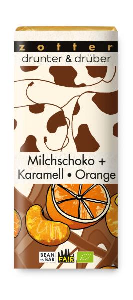 Drunter & Drüber Milchschoko-Karamell-Orange 70g BIO / CONTIGO Fairtrade Onlineshop