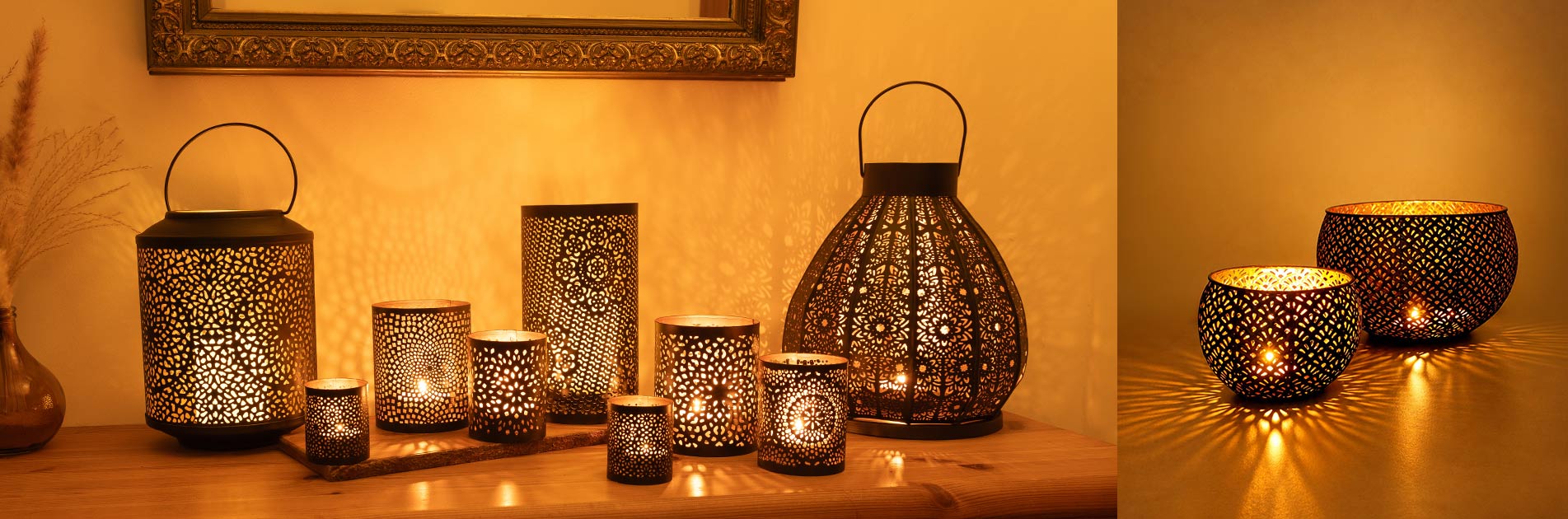 Orientalische Windlichter aus Fairem Handel für gemütliche Herbstdeko von CONTIGO Fairtrade Onlineshop