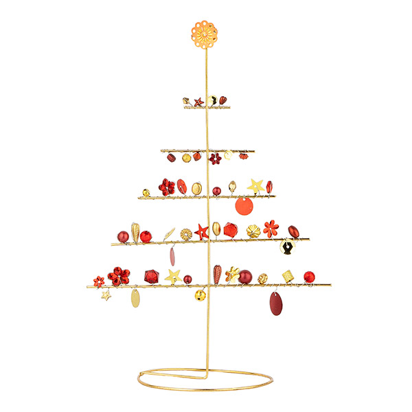 Perlendekoration Tannenbaum 22x16cm, rot-gold