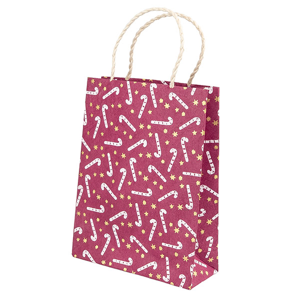 Geschenktüte S ZUCKERSTANGE, beere-natur, Loktapapier / CONTIGO Fairtrade Onlineshop