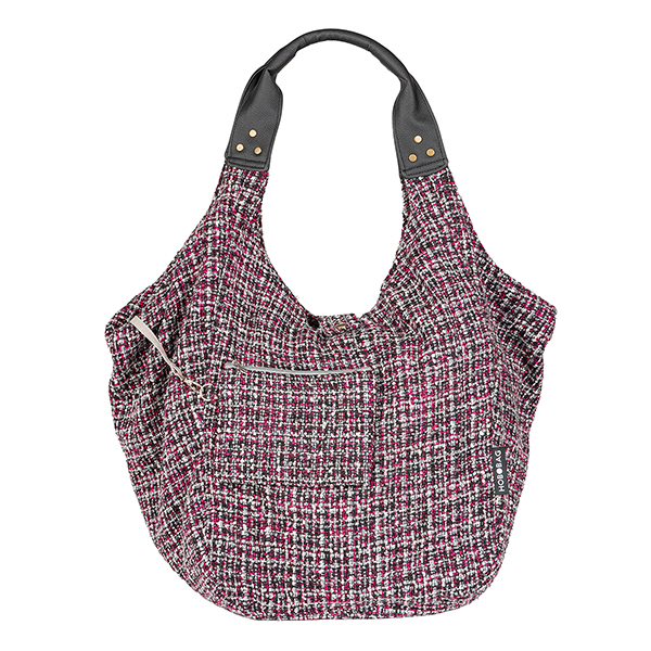 Tasche HOBOBAG berry pepper tweed, beere-schwarz, Wollmix