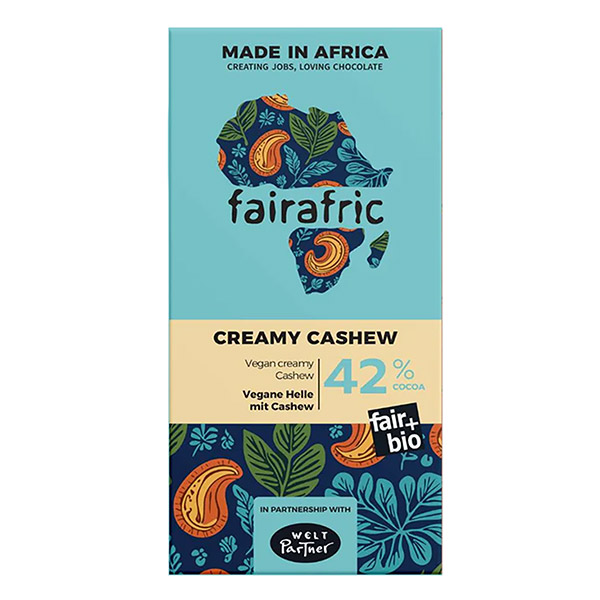 fairafric - Schokolade BIO Creamy Cashew, Helle 42 % 80g / CONTIGO Fairtrade Onlineshop