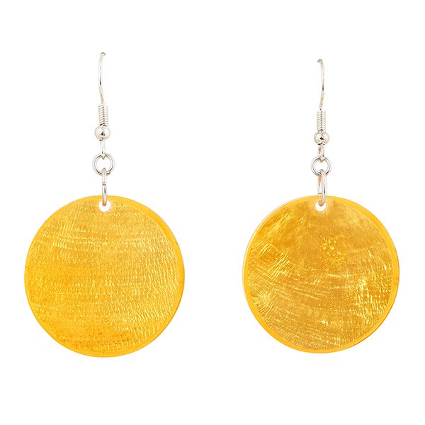 Ohrringe kreisrund gelb, Capiz