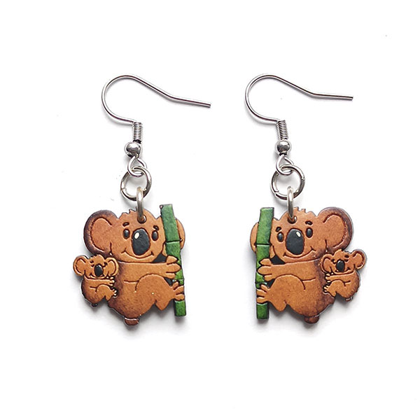 Ohrringe KOALA Mama und Kind, Flaschenkürbis