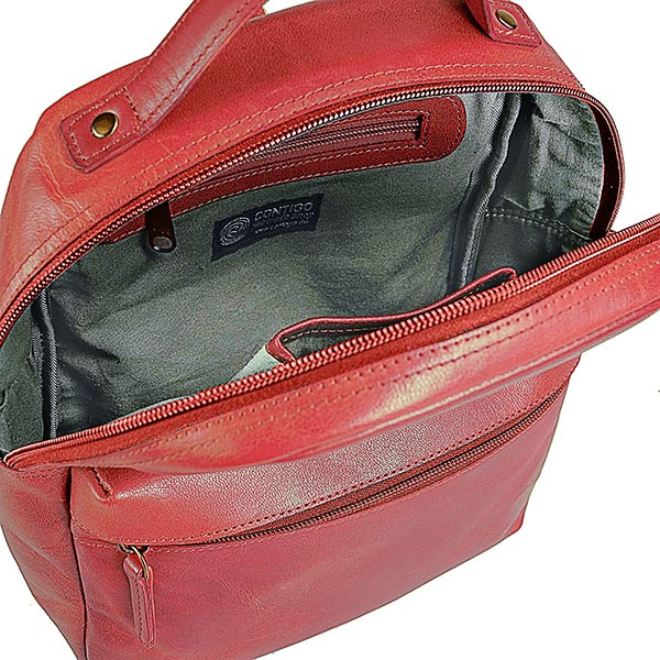 Rucksack Midi SPORTY rot, Ziegenleder / CONTIGO Fairtrade Onlineshop
