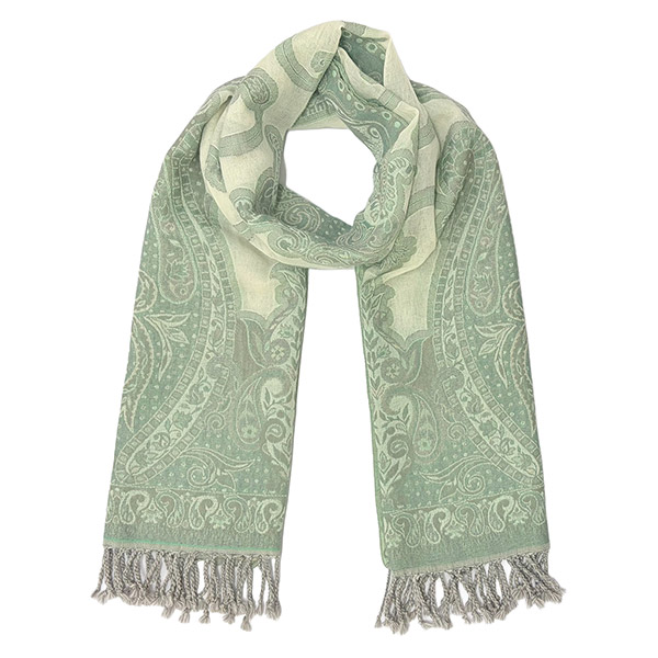 Wendestola LACE, celadon-taupe-weiß, 180x70cm Wolle / CONTIGO Fairtrade Onlineshop