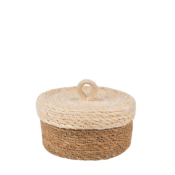 Aufbewahrungskorb 15x8cm TWO-TONE plus Decke, rund, Hogla