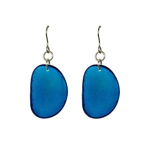 Ohrringe oval blau türkis, Tagua