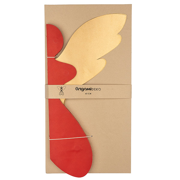 Papierdeko Engel Origami 45 cm, rot-gold, Papier