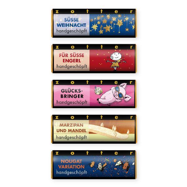 Zotter- Süße Weihnachtszeit BIO 5 x 20g Packung / CONTIGO Fairtrade Onlineshop
