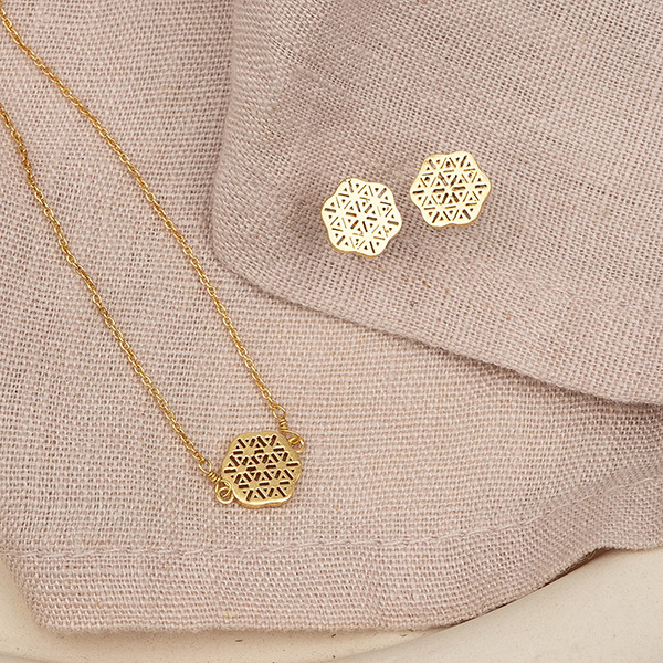 Halskette, FLOWER OF LIFE, 22K vergoldet / CONTIGO Fairtrade Onlineshop