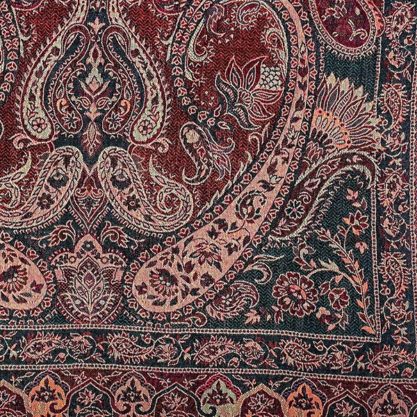 Wollschal PAISLEY, rot-blau, 180x70 cm, 100 % Wolle