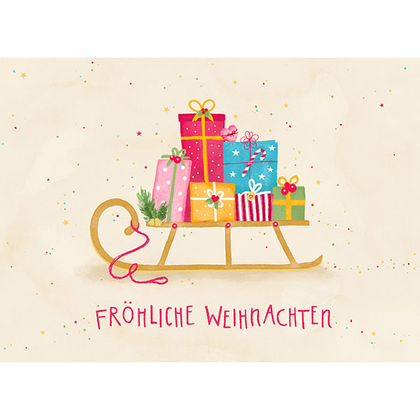 Grußkarte M Weihnachtsschlitten