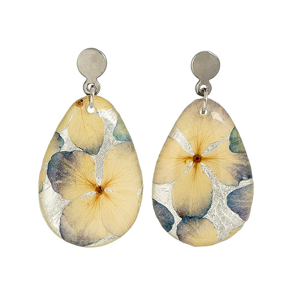 Ohrringe Drop BLÜTEN weiß flieder, Edelstahl / CONTIGO Fairtrade Onlineshop