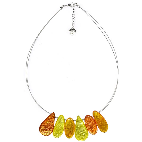 Halskette organische Formen, sonnenfarben, Capiz Halskette organische Formen, sonnenfarben, Capiz