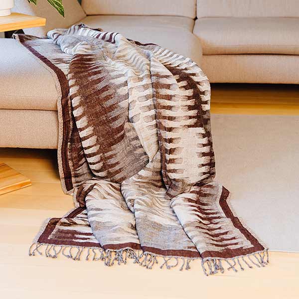 Wolldecke Plaid 200x140 BEAM, natur-braun, 100%Wolle / CONTIGO Fairtrade Onlineshop