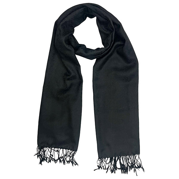 Webschal UNI PAISLEY, schwarz, einfarbig, 200x70 cm, 35 % Wolle, 65 % Polyester