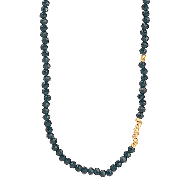 Halskette BEADS dunkelblau, 22K vergoldet / CONTIGO Fairtrade Onlineshop