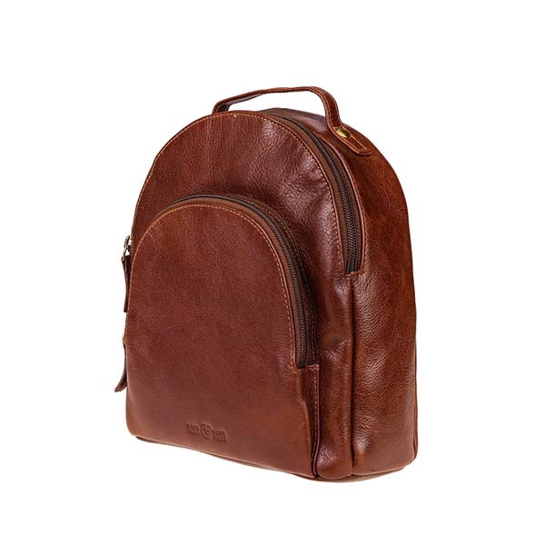 Rucksack Tumbled-ROUND kastanie, Rindsleder / CONTIGO Fairtrade Onlineshop