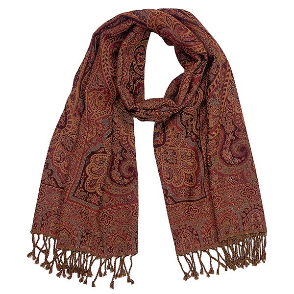 Wendestola PAISLEY dunkelbraun-cognac-rot, 180x70 cm, 100 % Wolle Wendestola PAISLEY dunkelbraun-cognac-rot, 180x70 cm, 100 % Wolle