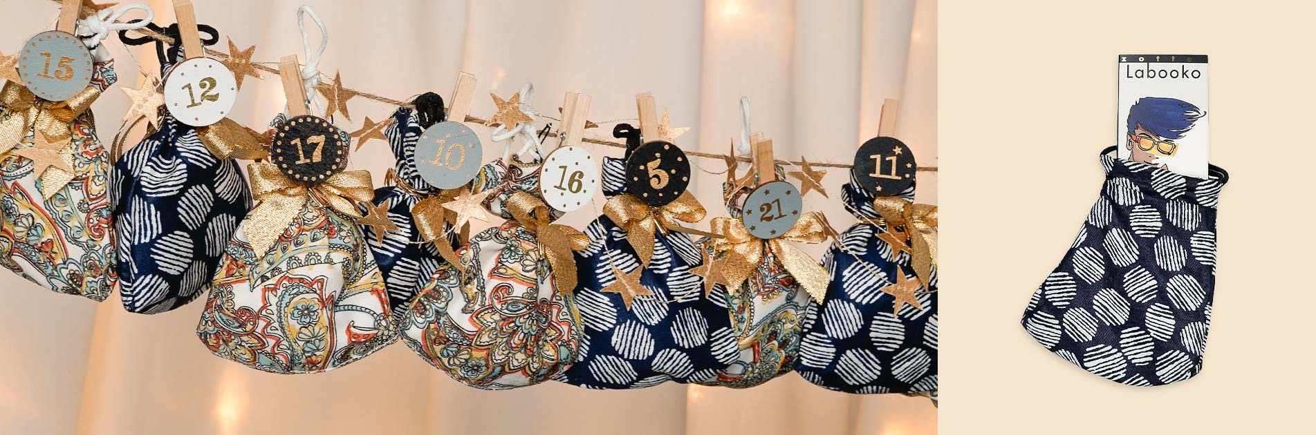 Nachhaltiger Adventskalender zum selber befüllen - Upcycling aus Stoffmasken von CONTIGO Fairtrade Onlineshop