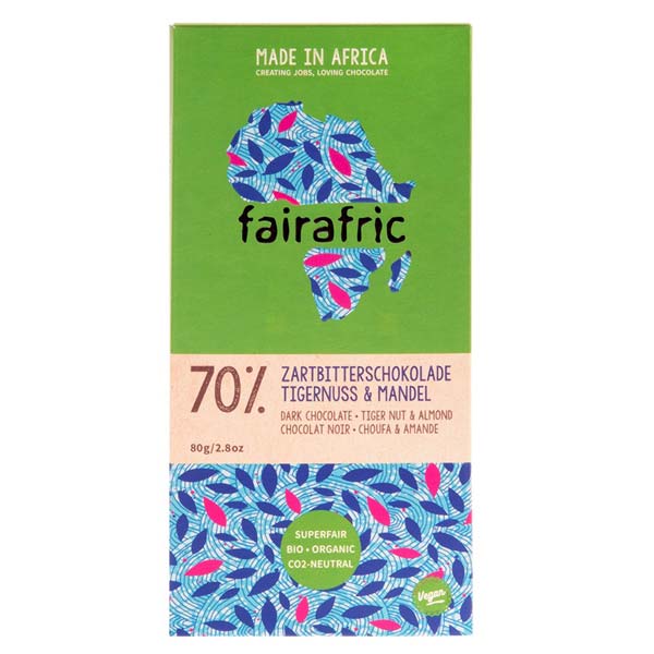 fairafric - BIO Zartbitterschoko Tigernuss Mandel 70%  80g, vegan