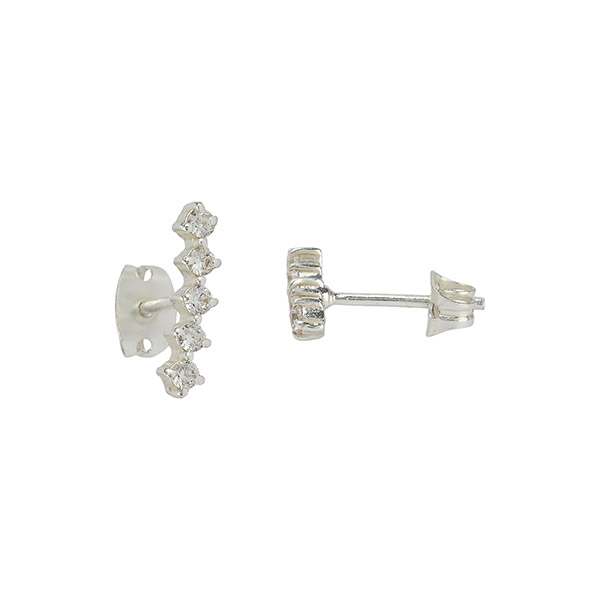 Ohrstecker, Earclimber Zirkonia, versilbert / CONTIGO Fairtrade Onlineshop