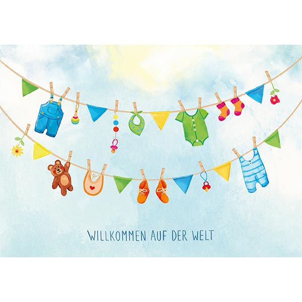 Grußkarte M Wäscheleine Grußkarte M Wäscheleine