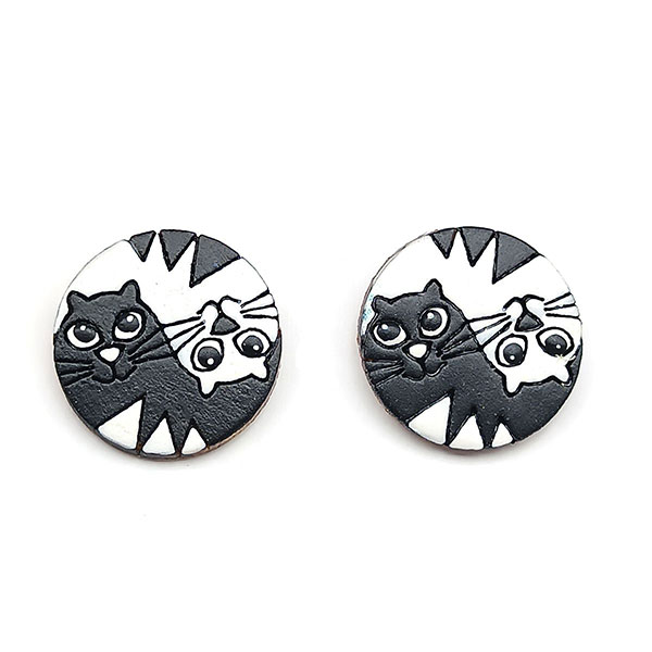 Ohrstecker KATZEN DUO, Flaschenkürbis
