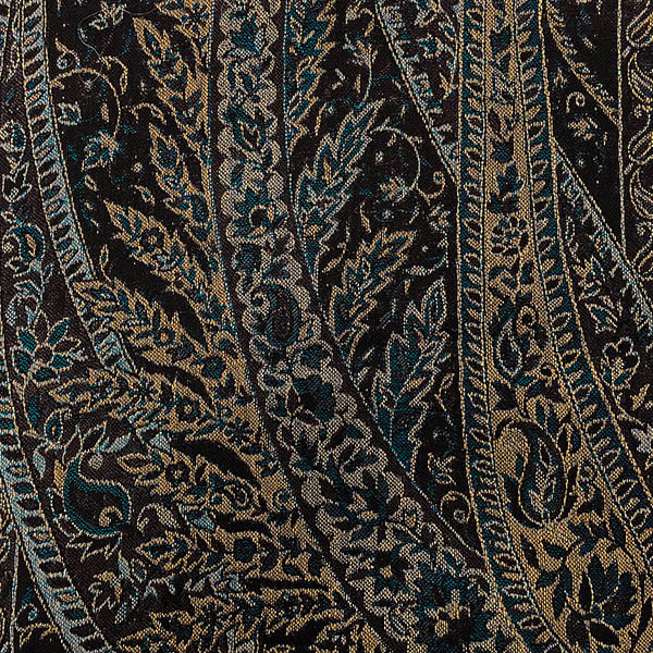 Schal PAISLEY blau-braun-petrol, 165x35cm, 100 % Wolle