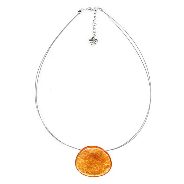 Halskette oval orange, Capiz