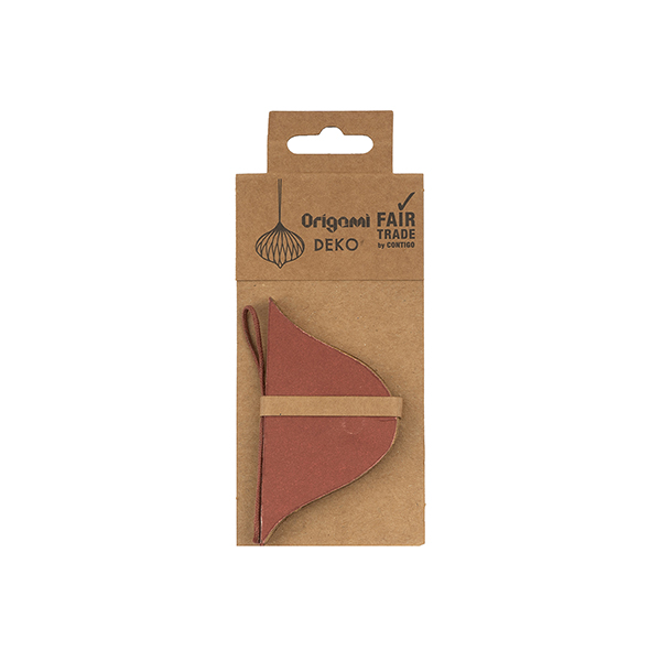 Papierdeko Origami 9cm ONION weinrot, Goldrand / CONTIGO Fairtrade Onlineshop
