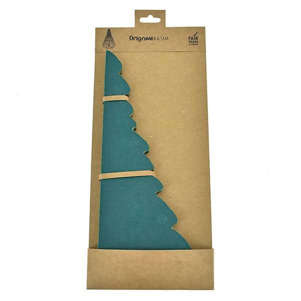 Weihnachtsbaum ORIGAMI 31 cm, dunkelgrün, Goldrand, Papier / CONTIGO Fairtrade Onlineshop