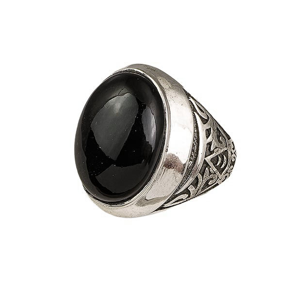 Herren Siegelring Oval Onyx, Silber