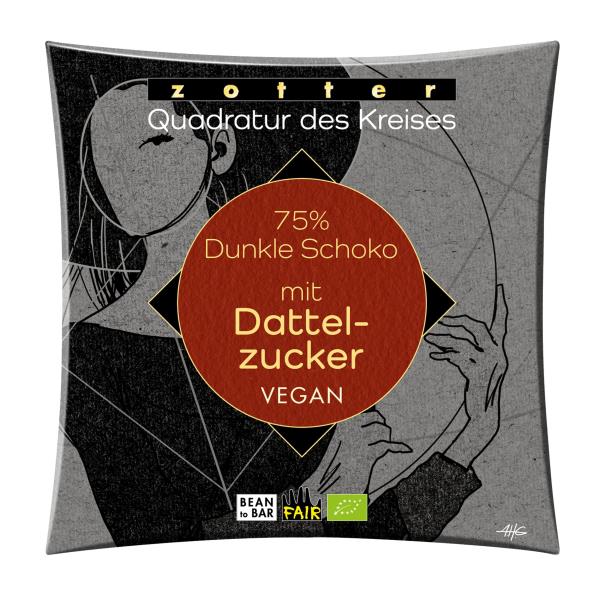 75%  Dunkle Schoko mit Dattelzucker 70g, vegan