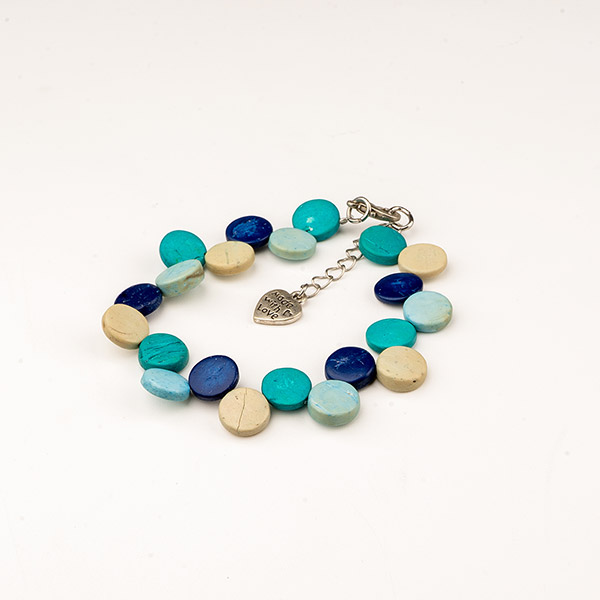Armband Puntos, Blautöne, Kokosnuss / CONTIGO Fairtrade Onlineshop