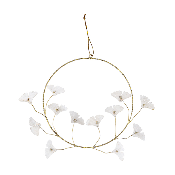 Dekokranz GINKGO 15cm weiß, Capiz