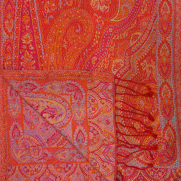 Schal PAISLEY rot-orange-mix, 165x35cm, Seide / CONTIGO Fairtrade Onlineshop