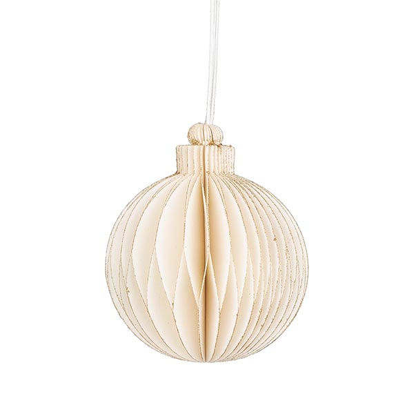 Papierdeko Origami 7,5cm GLOBE weiß, Gloldrand / CONTIGO Fairtrade Onlineshop