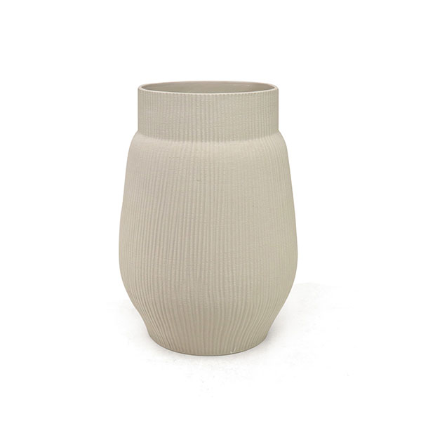 Vase OVO L, 24x33 cm, weiß gebürstet, Keramik, handgemacht