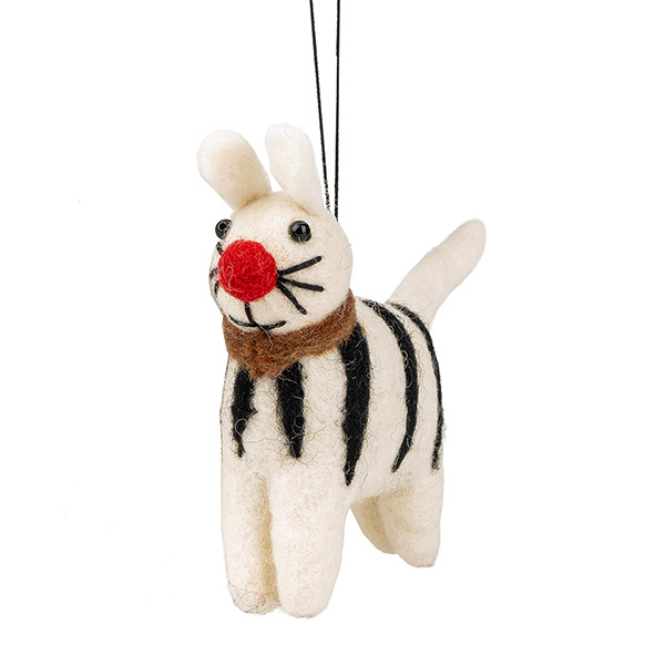 Dekoanhänger WEIHNACHTSKATZE, Wollfilz / CONTIGO Fairtrade Onlineshop