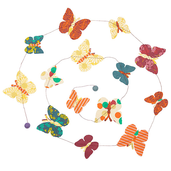 Girlande SCHMETTERLINGE bunt, 180 cm, Lokta, handgeschöpft / CONTIGO Fairtrade Onlineshop