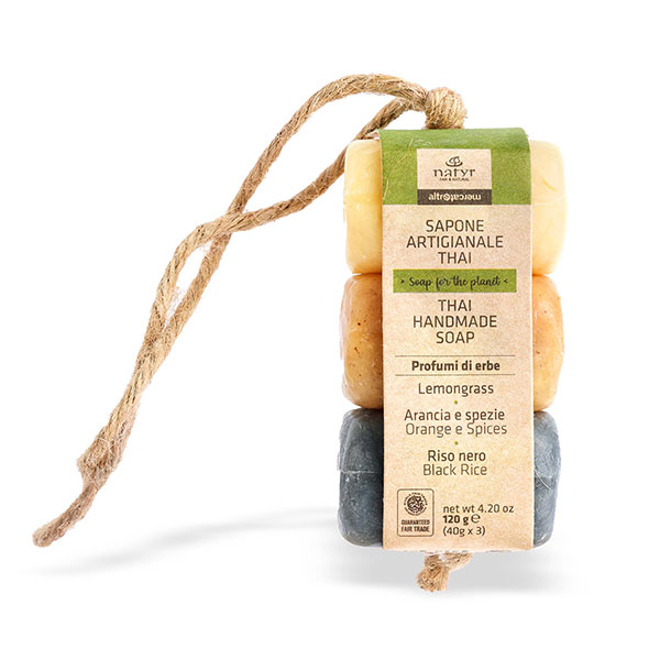 Hand- und Körper-Seife Trio Zitronengras, Orange, Schw. Reis 120g, handgeschöpft, Naturkosmetik / CONTIGO Fairtrade Onlineshop