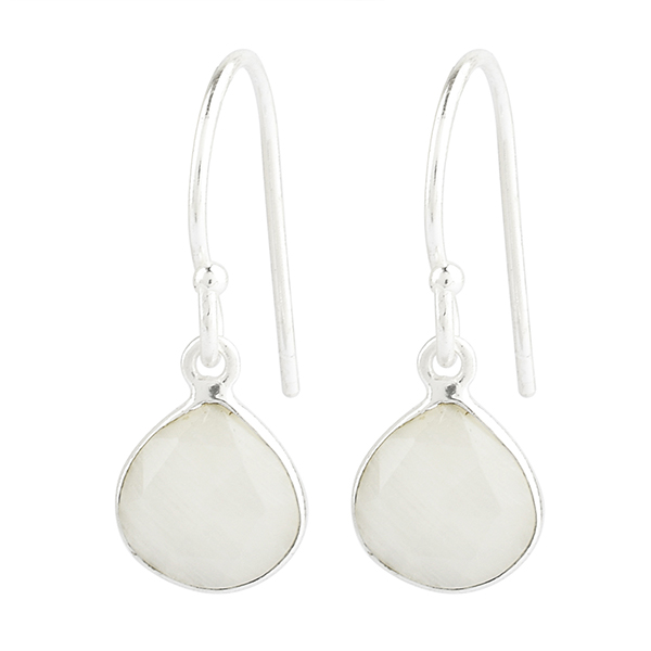 Ohrhänger Tropfen Mondstein, versilbert