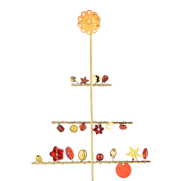 Perlendekoration Tannenbaum 22x16cm, rot-gold