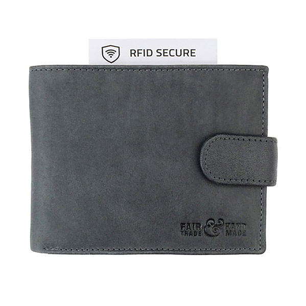 Börse Vintage-SPORTY 13x10cm RFID sec. schwarz, Rindsleder / CONTIGO Fairtrade Onlineshop