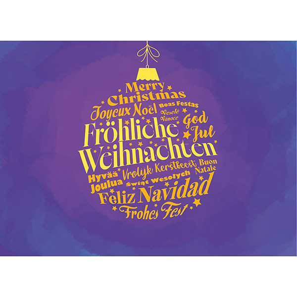 Postkarte Weihnachtskugel international / CONTIGO Fairtrade Onlineshop